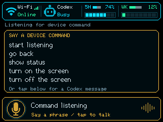 Firmware-rendered local command listening guide