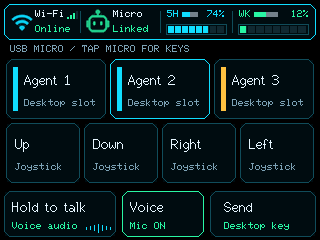 Host-rendered optional Voice control with Mic ON for outgoing board audio